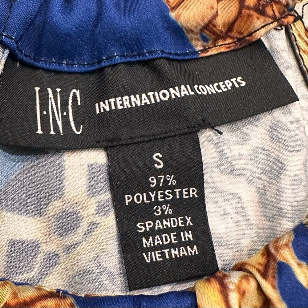 Inc International Concepts Blue Gold Scarf Halter Top S Chain Print Resort Y2K - Picture 5 of 10